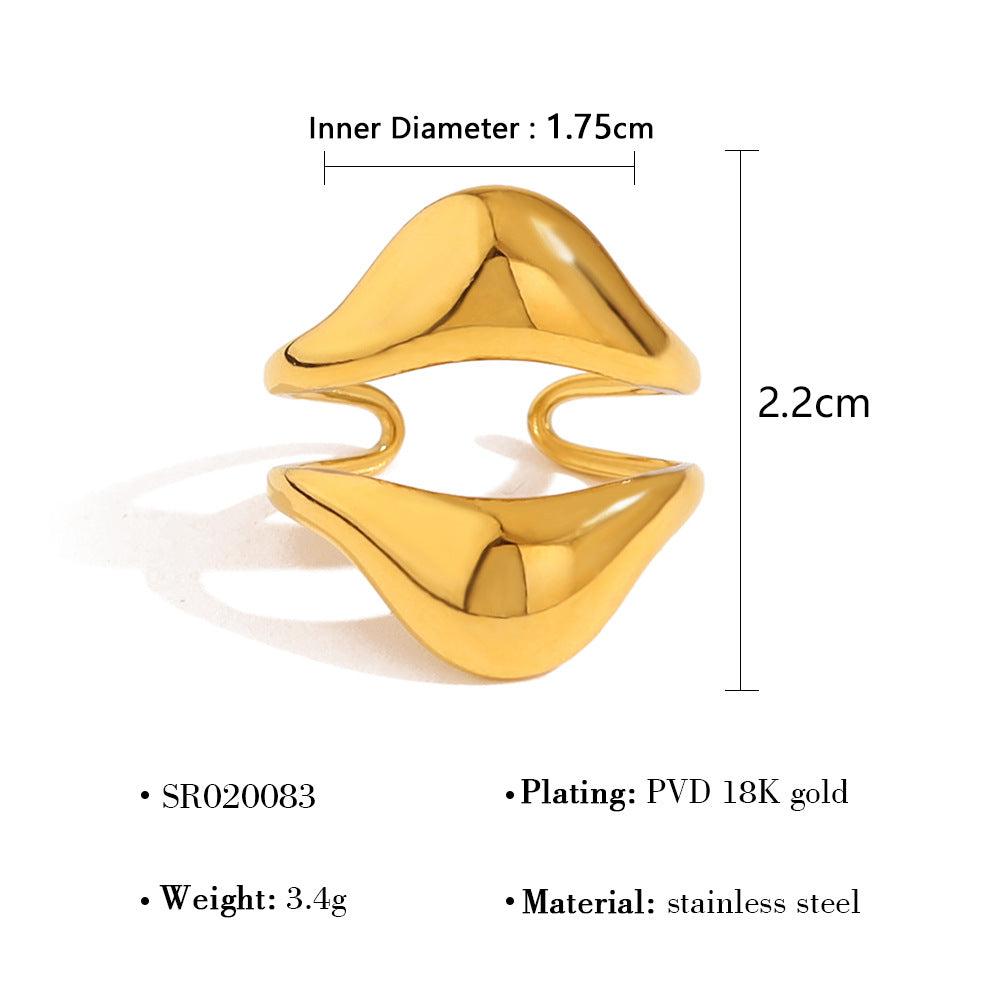 Popular 18K Gold-Plated Non-Fading Jewelry Light Luxury High-Grade Lava Stainless Steel Open Ring Women’S Ring Wholesale