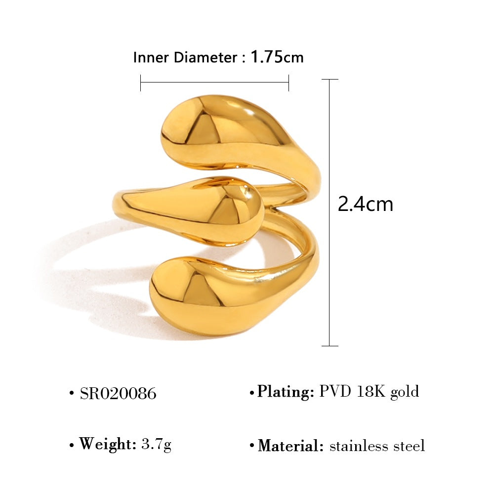Popular 18K Gold-Plated Non-Fading Jewelry Light Luxury High-Grade Lava Stainless Steel Open Ring Women’S Ring Wholesale