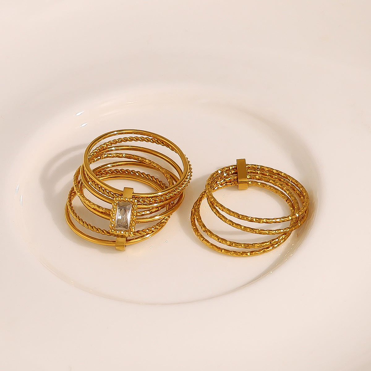 Affordable Luxury Wide Multi-Layer Ring With Zirconia