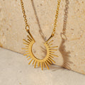 Minimalist 18K Gold Semi-Circle Sunray Necklace