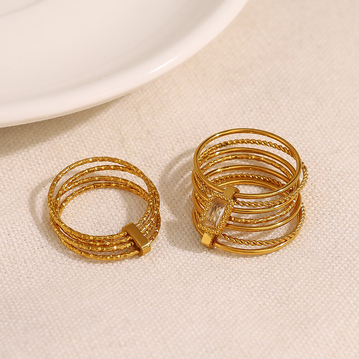 Affordable Luxury Wide Multi-Layer Ring With Zirconia