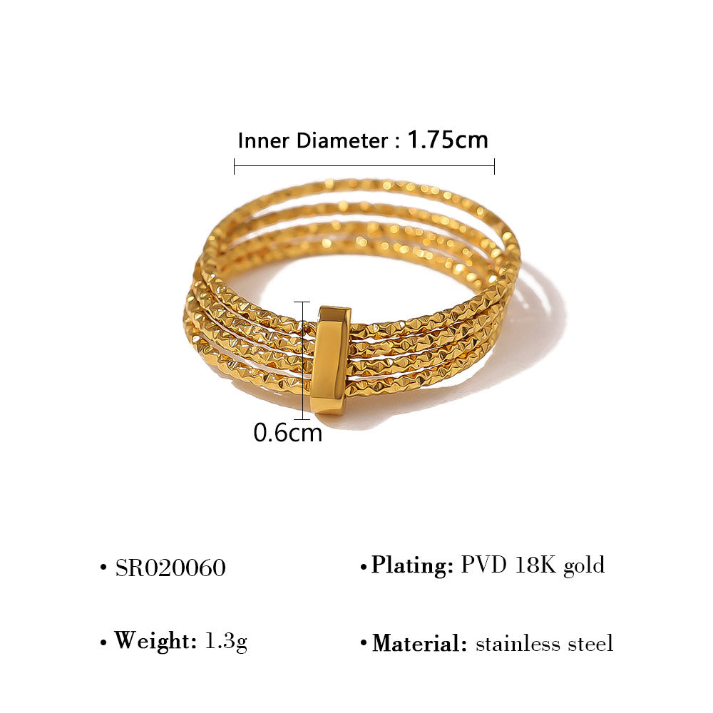 Affordable Luxury Wide Multi-Layer Ring With Zirconia