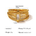 Affordable Luxury Wide Multi-Layer Ring With Zirconia