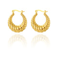 Versatile 18K Gold-Plated Geometric Hoop Earrings with Metallic Finish