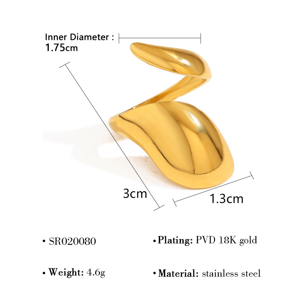 Popular 18K Gold-Plated Non-Fading Jewelry Light Luxury High-Grade Lava Stainless Steel Open Ring Women’S Ring Wholesale