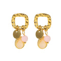 Natural Stone Earrings with Hammered Metal Finish