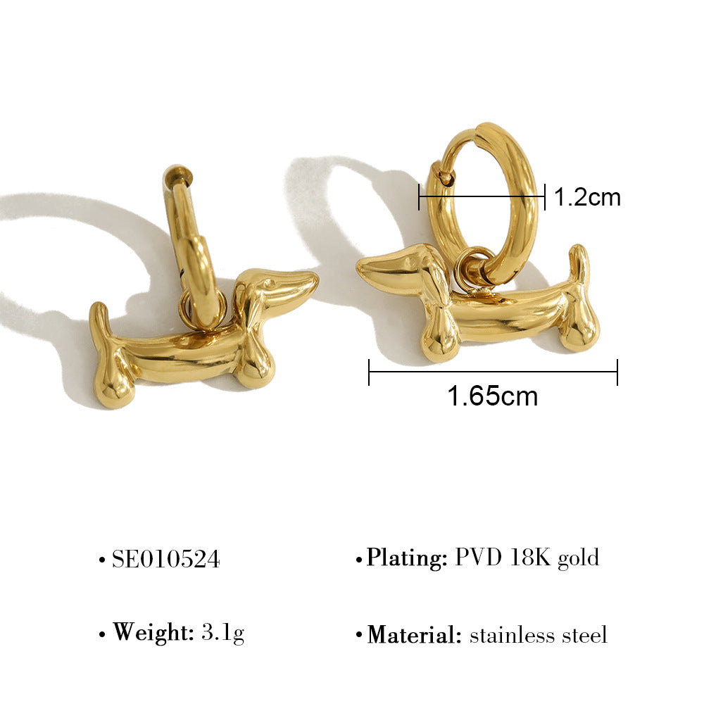 Dachshund Pendant Necklace, Earrings, and Ring 3-Piece Set