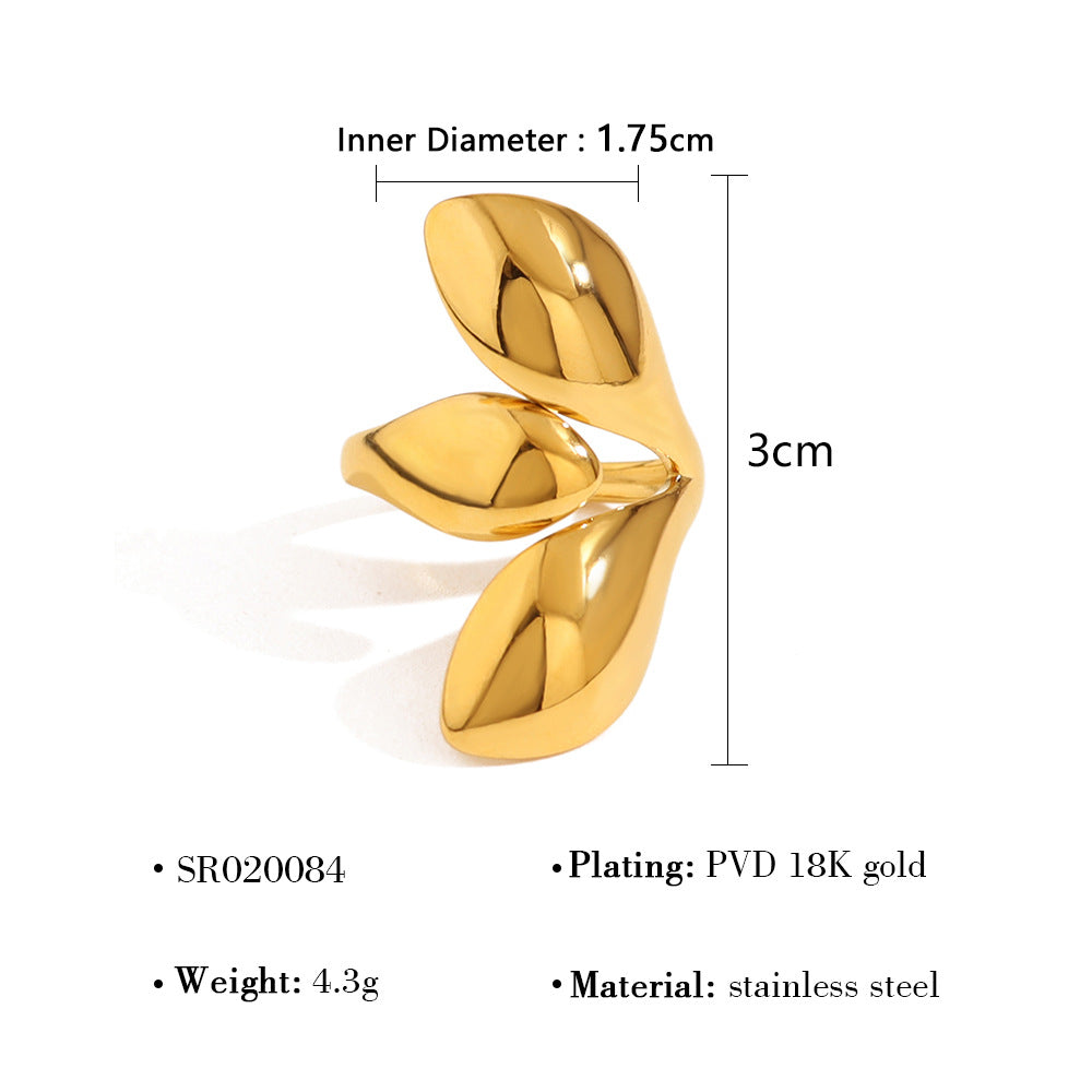 Popular 18K Gold-Plated Non-Fading Jewelry Light Luxury High-Grade Lava Stainless Steel Open Ring Women’S Ring Wholesale