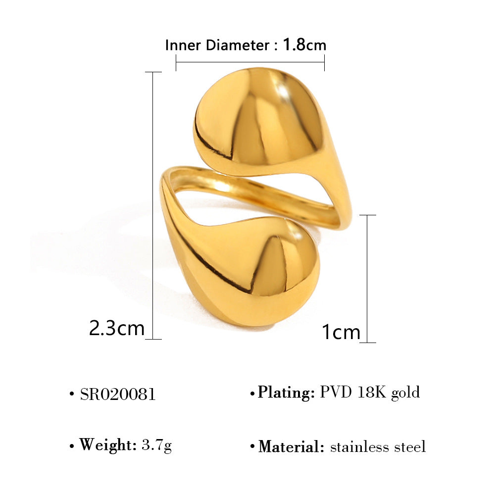 Irregular Lava-Style 18K Gold-Plated Open Ring