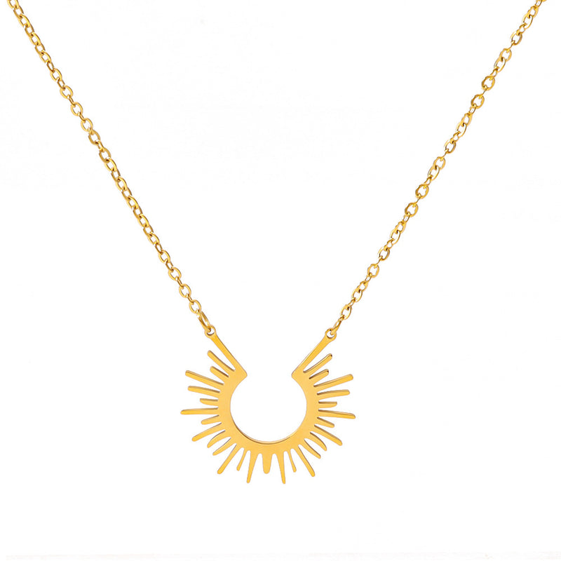 Minimalist 18K Gold Semi-Circle Sunray Necklace