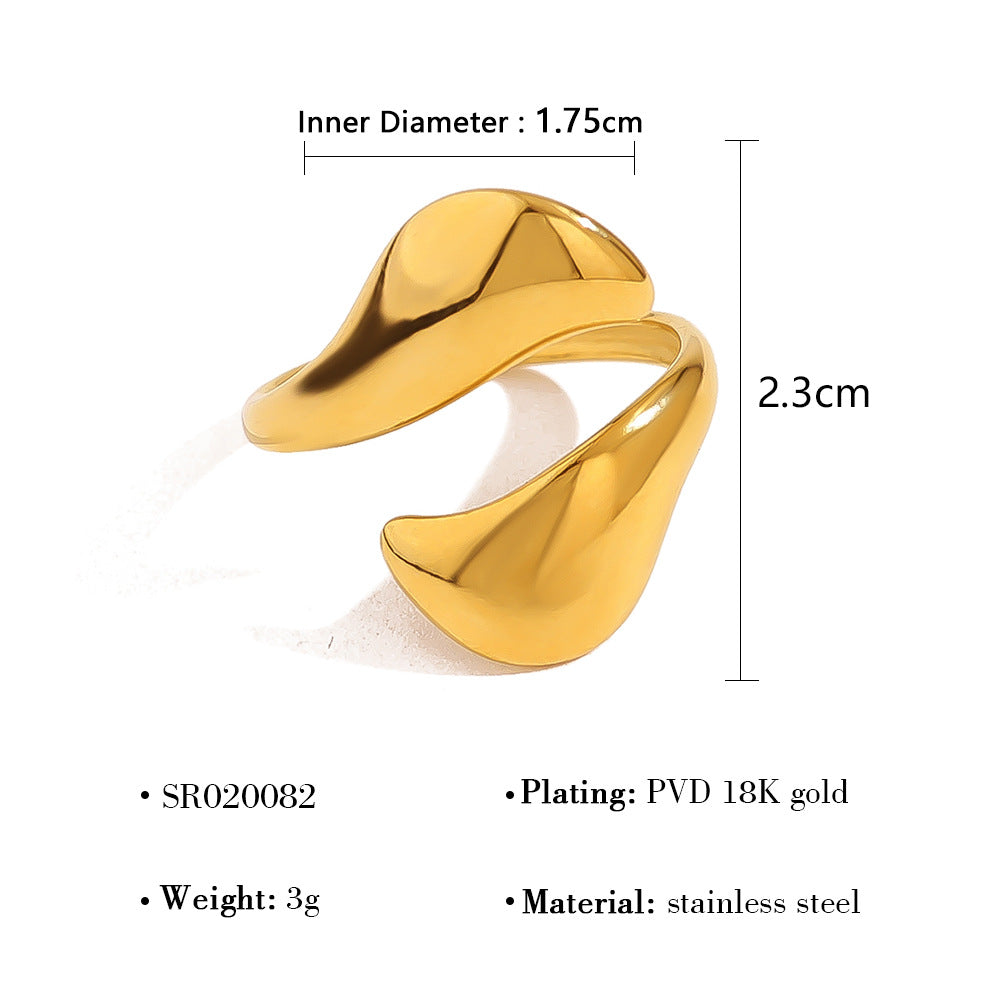 Popular 18K Gold-Plated Non-Fading Jewelry Light Luxury High-Grade Lava Stainless Steel Open Ring Women’S Ring Wholesale